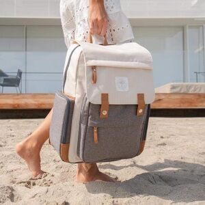 Huggleboo Diaper Backpack - Beige/Grey
